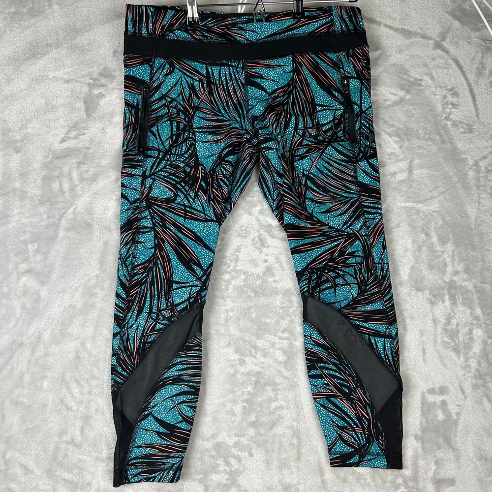 Lululemon leggings workout pants Tight II Palm Lace Tofino Teal Multi Size 12 - Picture 11 of 11